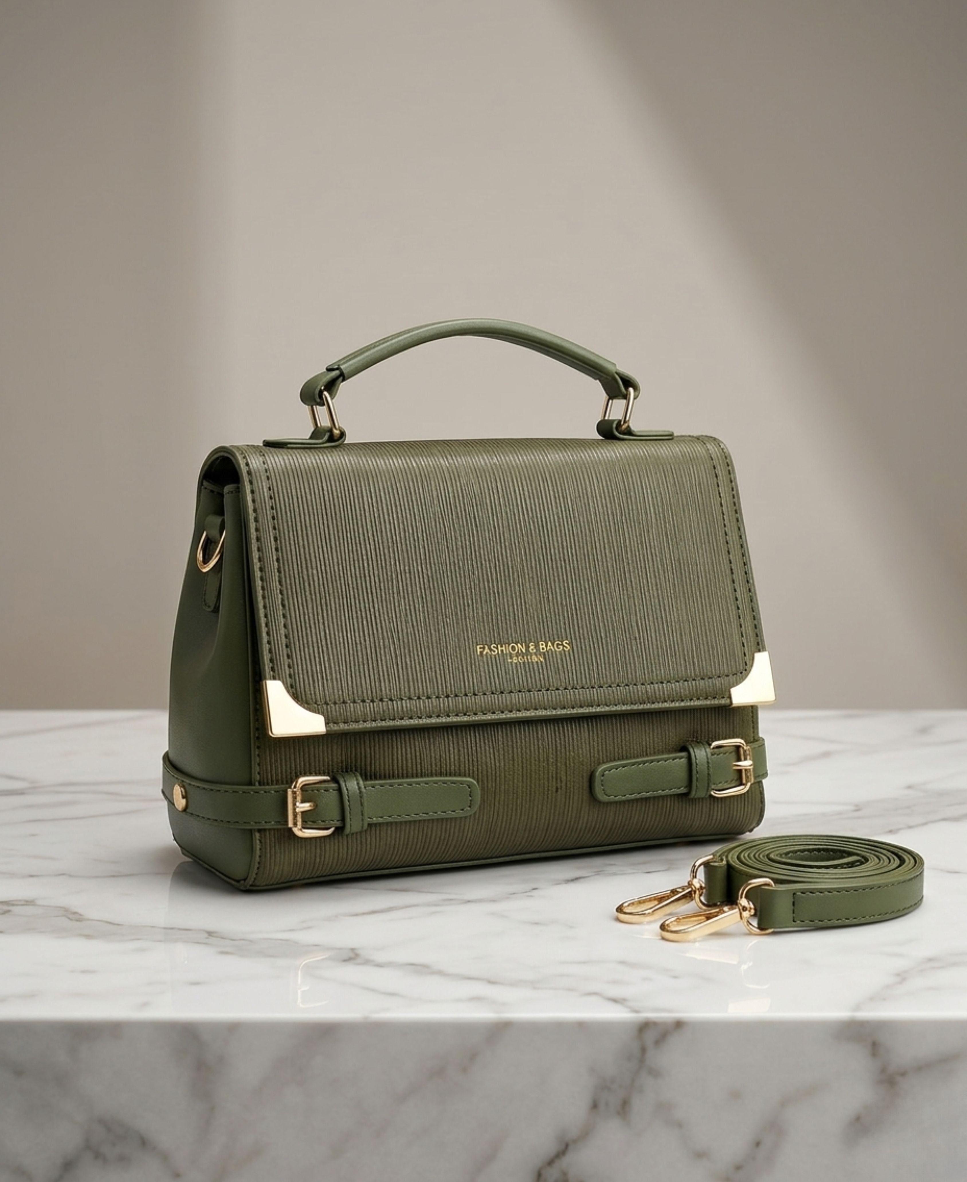 Elegant Olive Green Satchel Bag (Imported)
