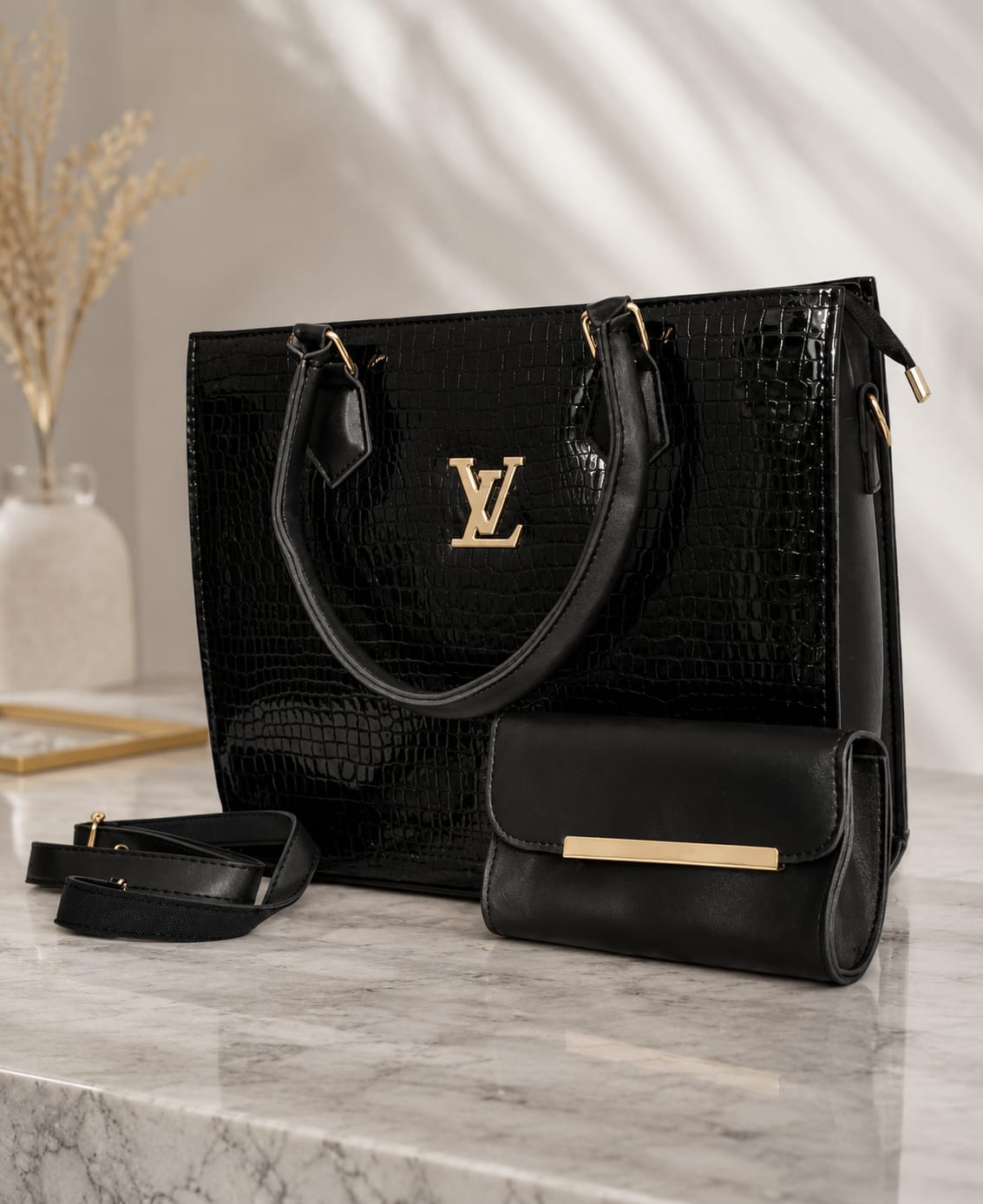 Croc-Embossed Luxury Tote