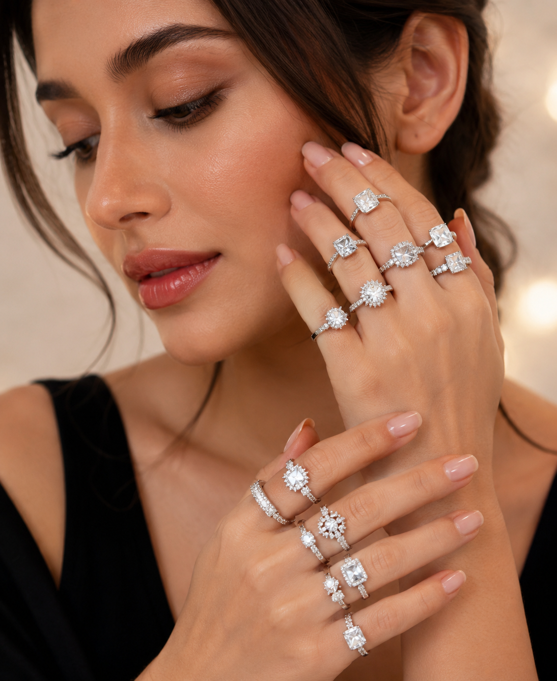 Luxury Crystal Diamond Style Rings