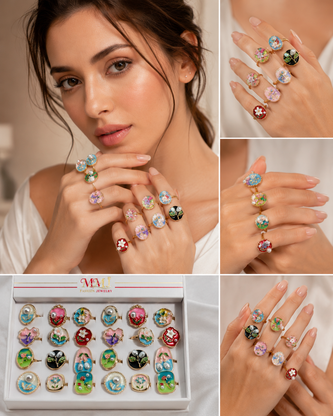 Pearl Multi-Fashion Rings Set