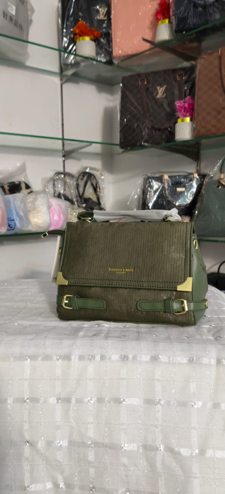 Elegant Olive Green Satchel Bag (Imported)