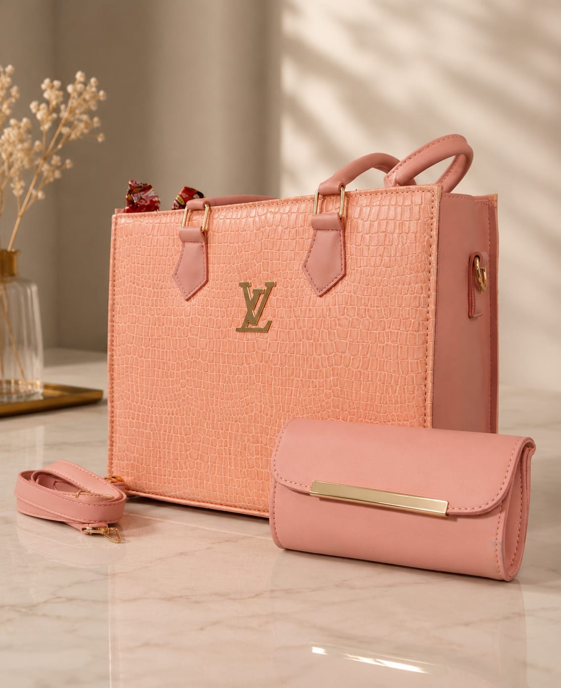 Croc-Embossed Luxury Tote