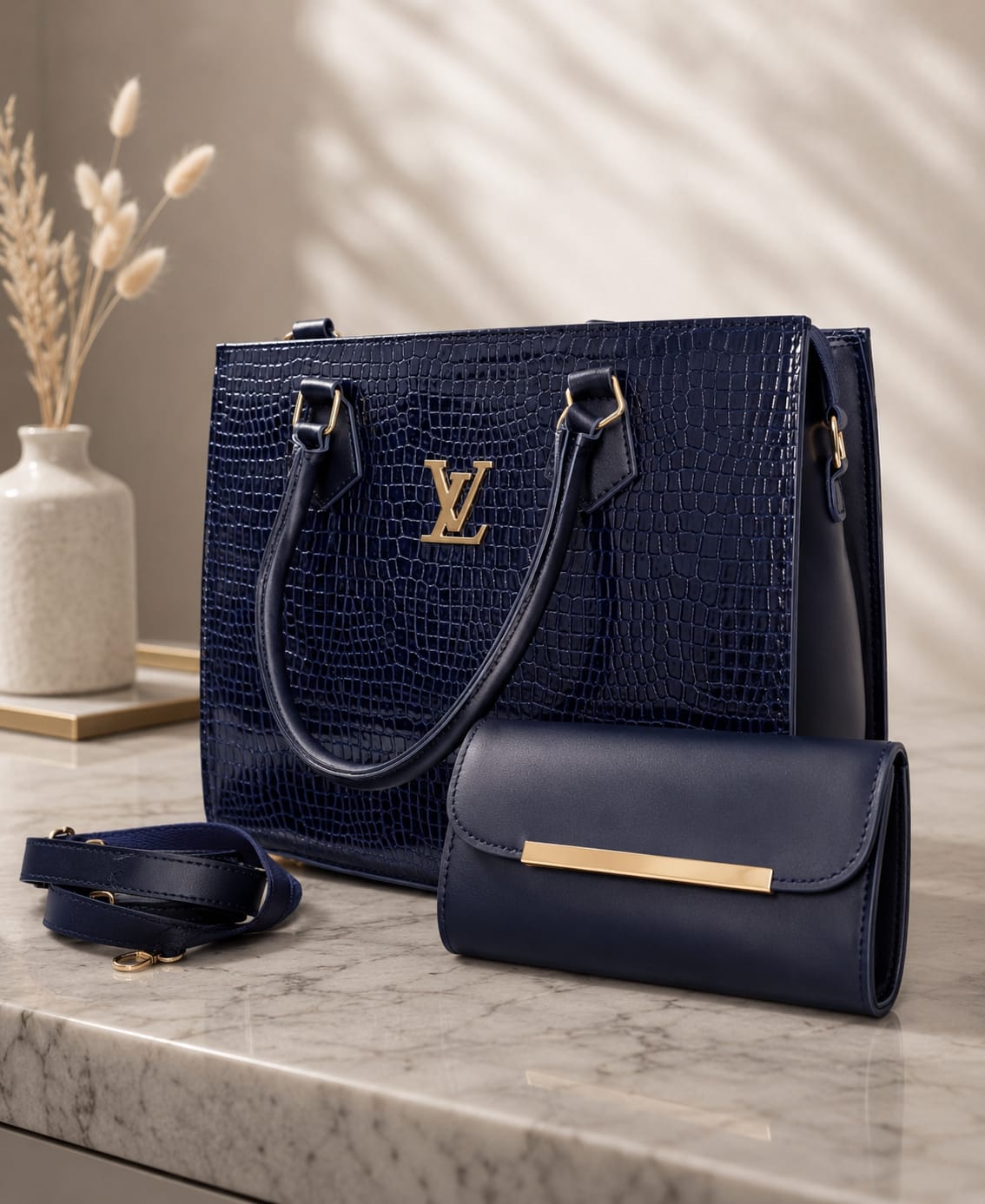Croc-Embossed Luxury Tote